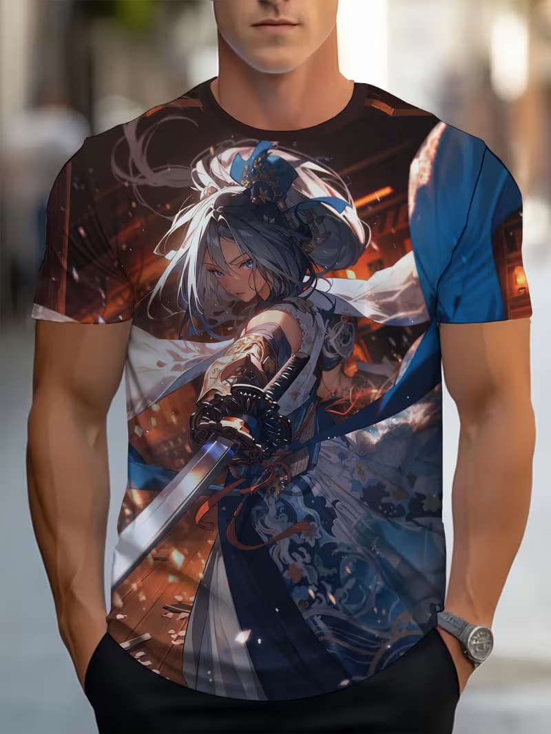 

Men s Retro 3D Graphic Print T-Shirt - Perfect for Daily Wear and Vacation S