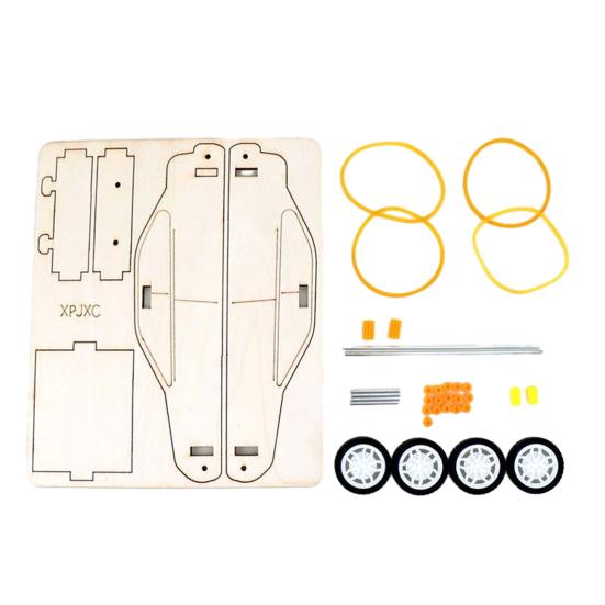1 Set Car Science Double Power Rubber Band DIY Toy Handmade Accessories Creativity & Hands-on Skills Training