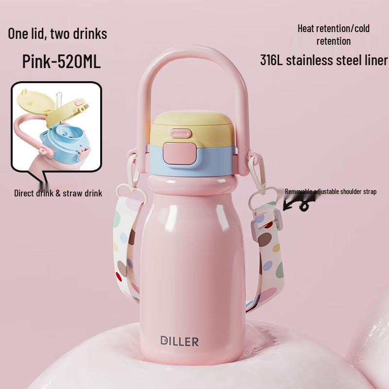 Dilabear 316L Stainless Steel Insulated Straw Bottle