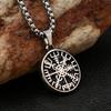 New Small Size Fashion Viking Compass Pendant Stainless Steel Nordic Odin Rune Necklace for Men Women Amulet Jewelry