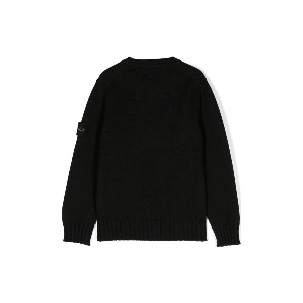 Stone Island Sweater Solid Color Crew Neck Pullover Long Sleeve Fitted Kids sweater Black 7916515A2-V0029