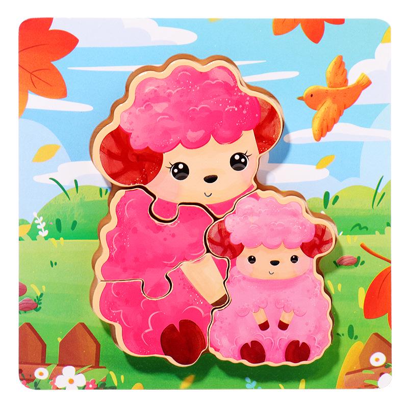 Grenzüberschreitendes 3D Mutter-Kind-Puzzle zur kognitiven Entwicklung, Alter 3-6 - Holzspielzeug-Set für die Früherziehung