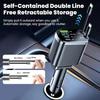5 In 1 150W Car Charger with 2 Retractable Cables USB Type C Super Fast Charging Adapter with Voltage Display for iPhone & Android