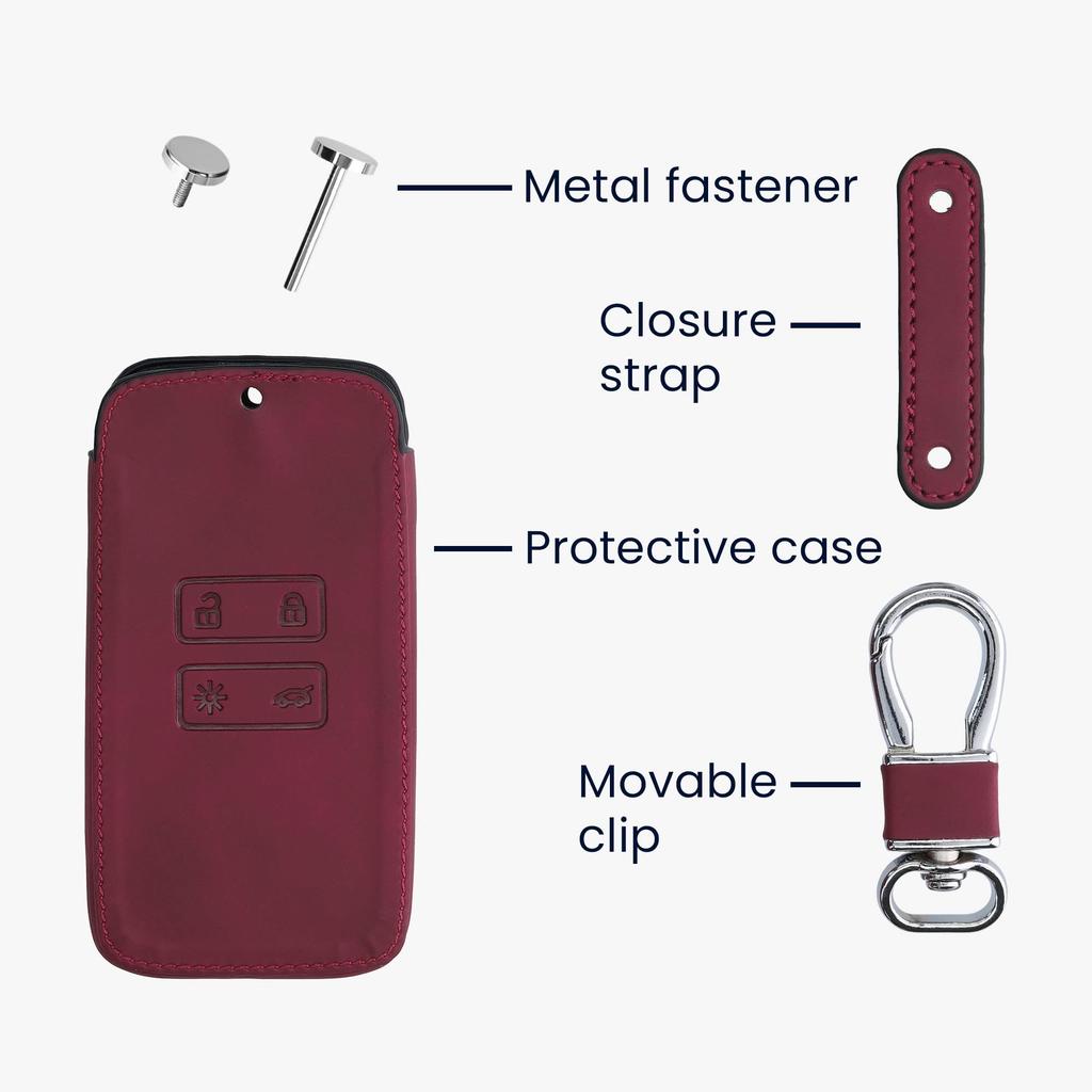 Kwmobile Renault Key Case - Protective Key Cover for Car Keys - Nubuck-Look PU Leather, Dark Red
