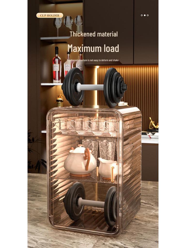 Dustproof Glass Cup Rack & Drain Box for Tea, Coffee, and Water Cups