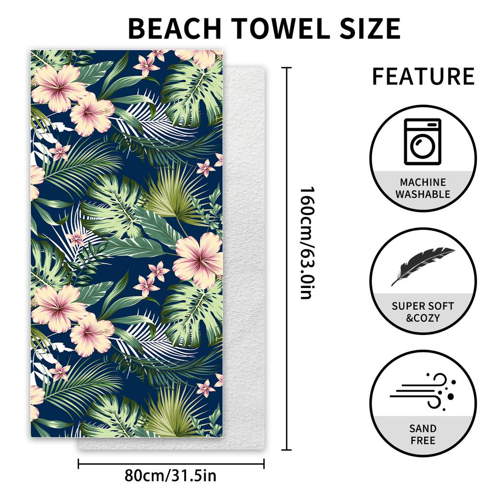 Double-sided Velvet Beach Towel Absorbent Towel Microfiber Printing Quick-drying Bath Towel
