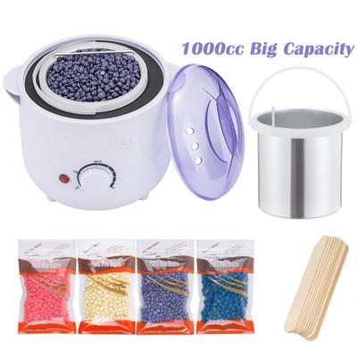 Waxing Kit Wax Warmer Hair Removal Machine with Hard Wax Beans Calentador De Cera Wax Melter Wood Stickers for Armpit Bikini