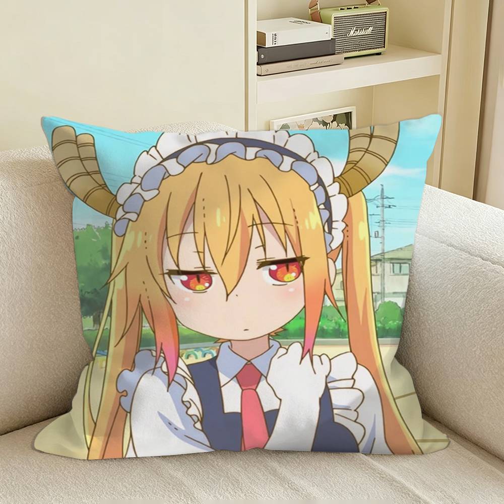 Anime Dragon Maid TTohru Square Sofa Pillow Cover Solid Color Living Room Home Decor Cushion Case