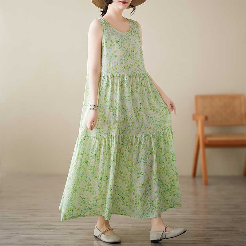 Summer Pullover Sleeveless Dress Loose Plus Size A-line Skirt