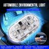 4 PCS Car LED Lights Interior Wireless, Super Bright 7 Colors Auto Interior Ambient Light With 6 Bright LED Lamp Beads, Portable USB Rechargeable Car