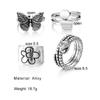 Vintage Schmetterling Blume Schlange Ring Rund Quadratisch Elegant Schmuck Exquisit Geschnitztes Ring-Set
