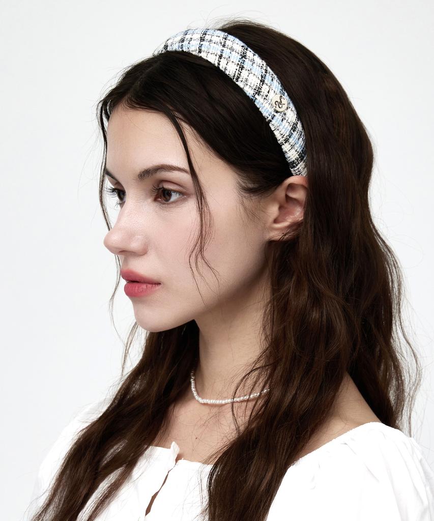 Uluk Signature Tweed Hairband_Sky Blue