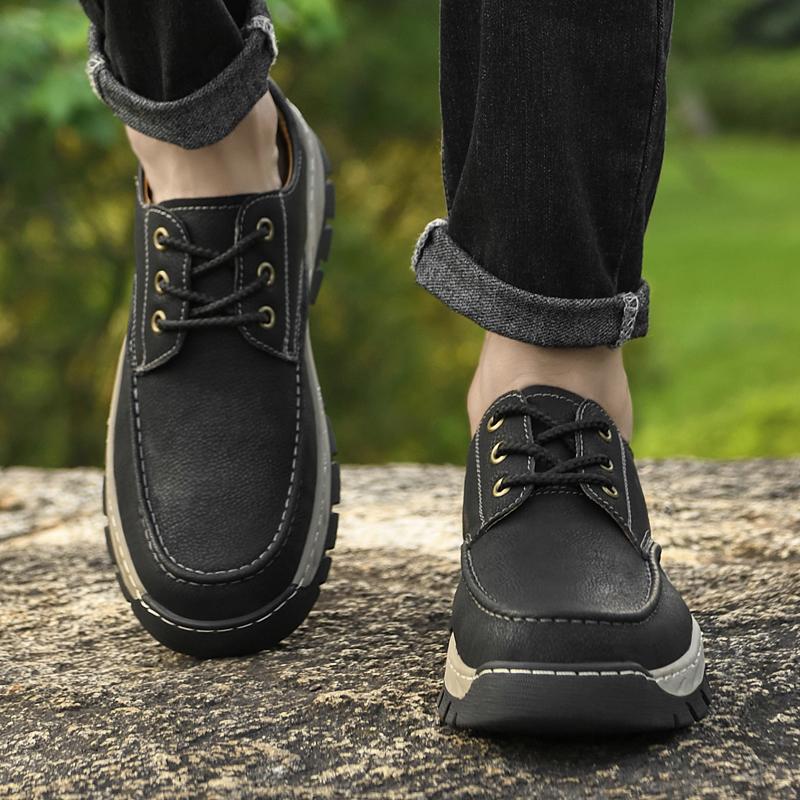 Fashion Outdoor Camping Hiking Leather Shoes Men's Leather Sports Sneakers Man Travel Casual Shoes Leisure Walking Climbing Men Footwear