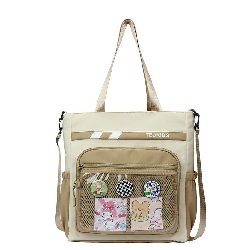Student Messenger Bag Color Block Shoulder Bag Transparent Tote Bag