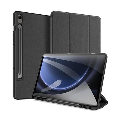 Suitable For Tab+S9FE Tablet Protective Case With Pen Slot Flip Cover Three Fold Anti Drop Protective Case Cloth Patterned Leather Case