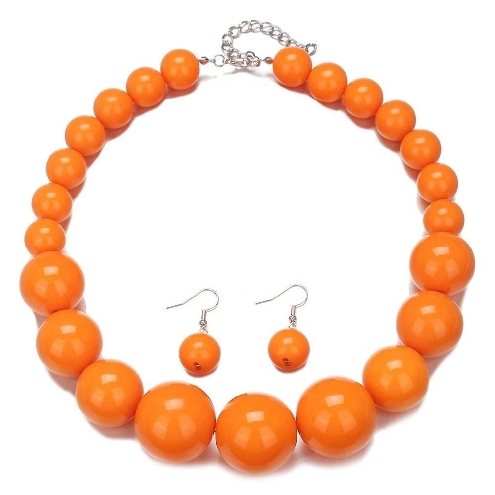3 pcs/set Exaggerated Jewelry Set Gradient Size Drop Earrings Necklace Earrings Set  Women