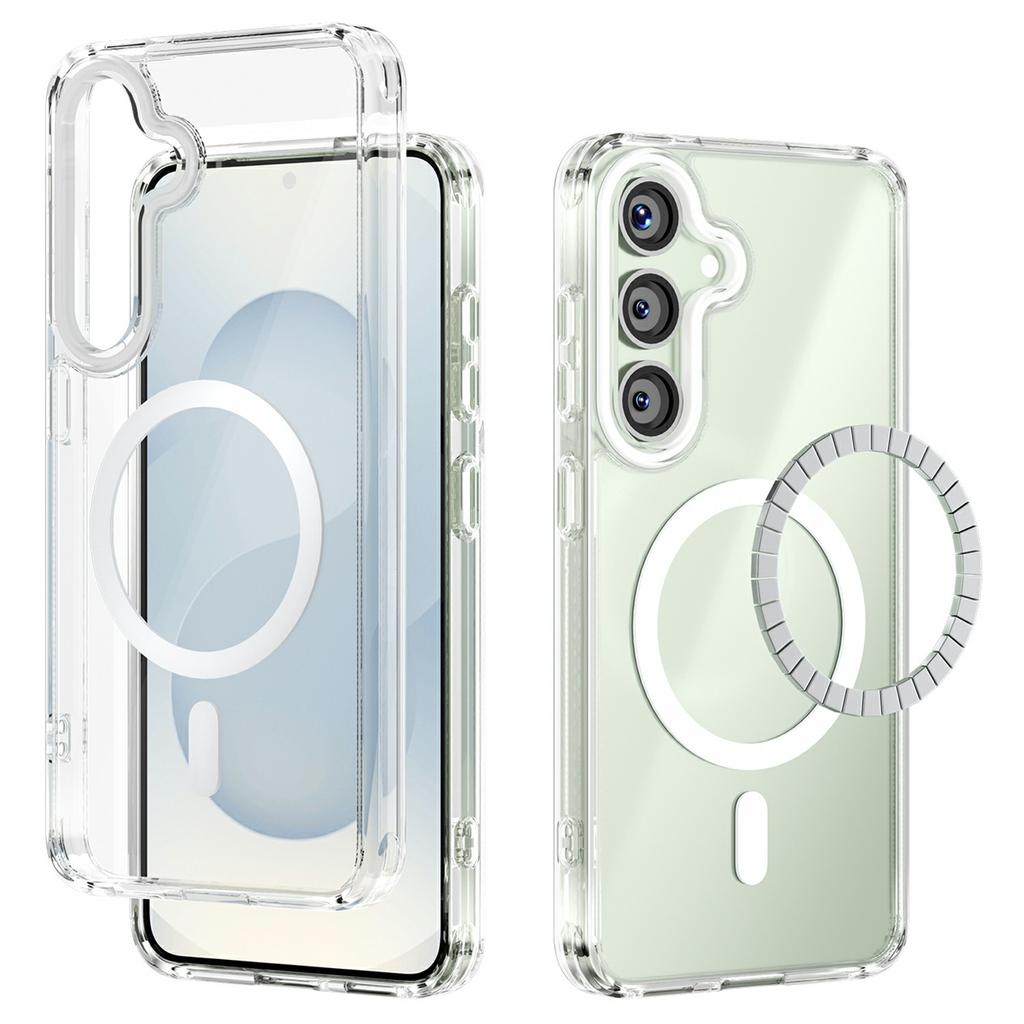 For Samsung Galaxy S25 Case Compatible with MagSafe Anti Scratch Clear TPU PC Phone Back Cover