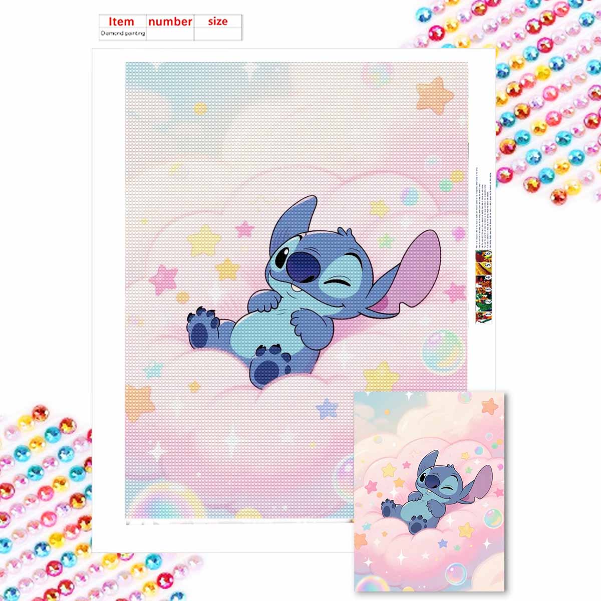 

DIY Diamond Painting Stitch on The Clouds Cross Stitch Kit Mosaic Art Diamond Painting Full Circle Diamond Home Decoration Round 20x30cm