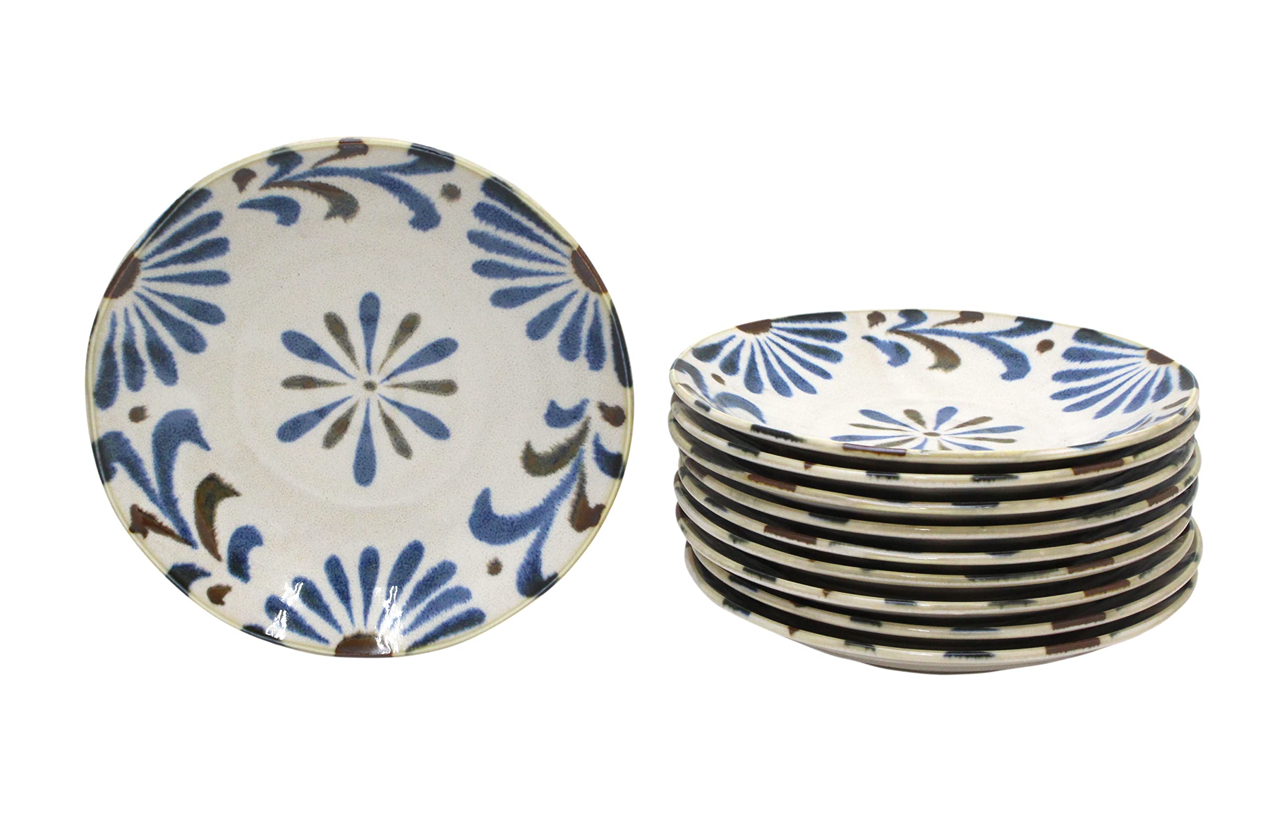 

Castle Enterprises Okinawan Grandma s Choice Yachimun Pattern Tropical Dishware, Lightweight, Multi-Purpose Plates (20cm), Set of 10