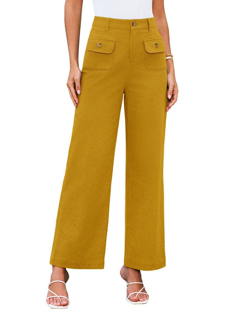 2025 Women's High Waist Wide-Leg Stretch Trousers with Pockets - Formal, Business, Casual