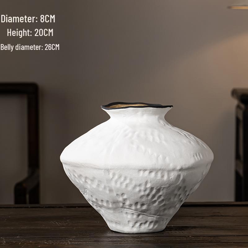 Handmade Retro Distressed Ceramic Vase - Large Coarse Pottery Jar for Flower Arrangements In Bed and Breakfast Hotel