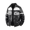 Embroidered locomotive men's leather jacket American glossy stand-up collar thickened couple baseball jersey casual flying men's leather jacket