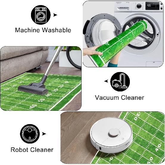Green Runner Rug 2x6,Football Field American Sports Green Lawn Sport Game Team Competition,Throw Accent Area Rug Non Slip Washable Runner Carpet for