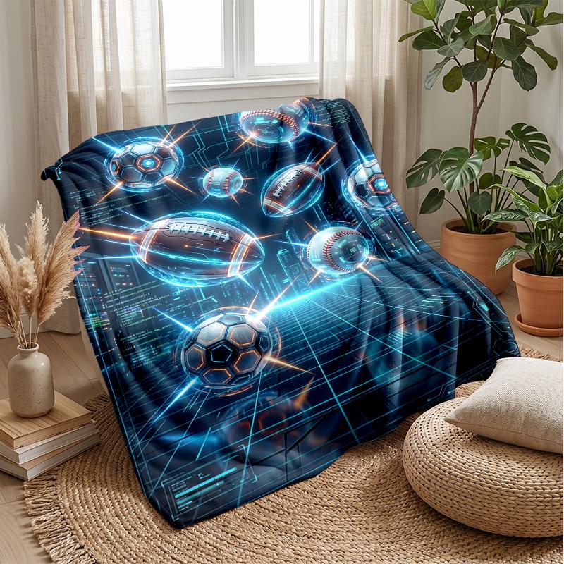 Futuristic Soccer Ball Theme blanket Lightweight Warm Flannel Blanket Decorative Throw Blanket for Home Decoration
