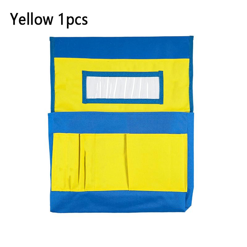 1pc Chair Back Hanging Bag (Red/Yellow) Chair Back Storage Bag with Name Tag Pocket Chair Back Storage Bag Seat Storage Bag