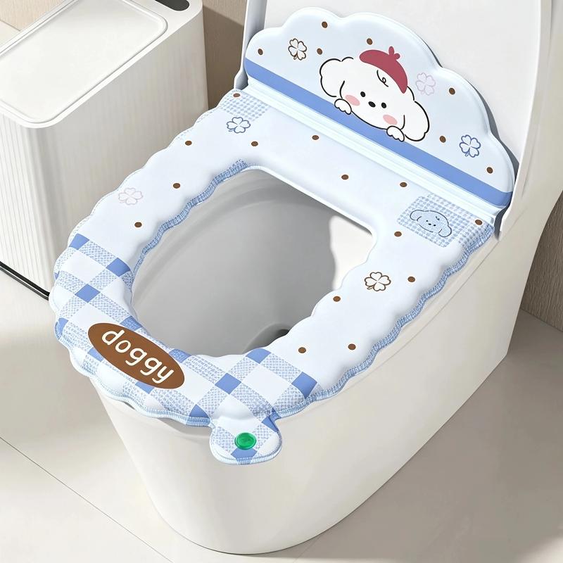 Cartoon Toilet Seat Protector With Backrest Non-Slip Waterproof Toilet Seat Cover Soft Reusable Toilet Seat Cushion Bathroom