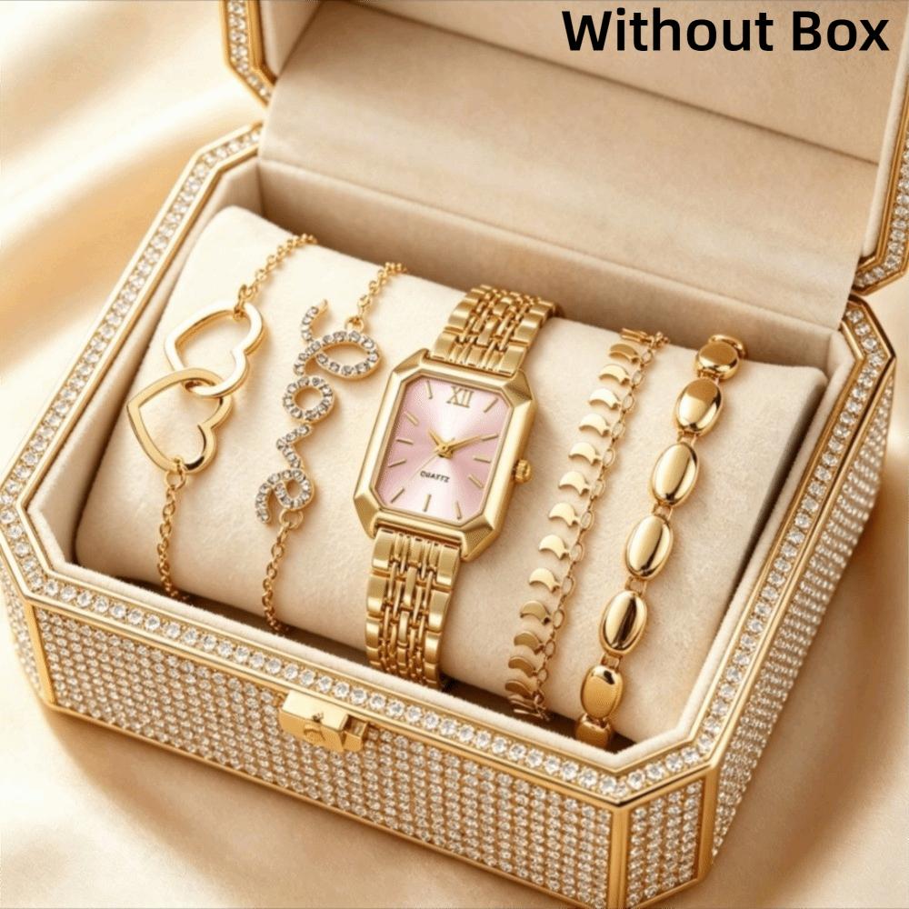 Quartz Movement Women Quartz Watch Stainless Steel Strap Ladies Watch Set Daily Wear