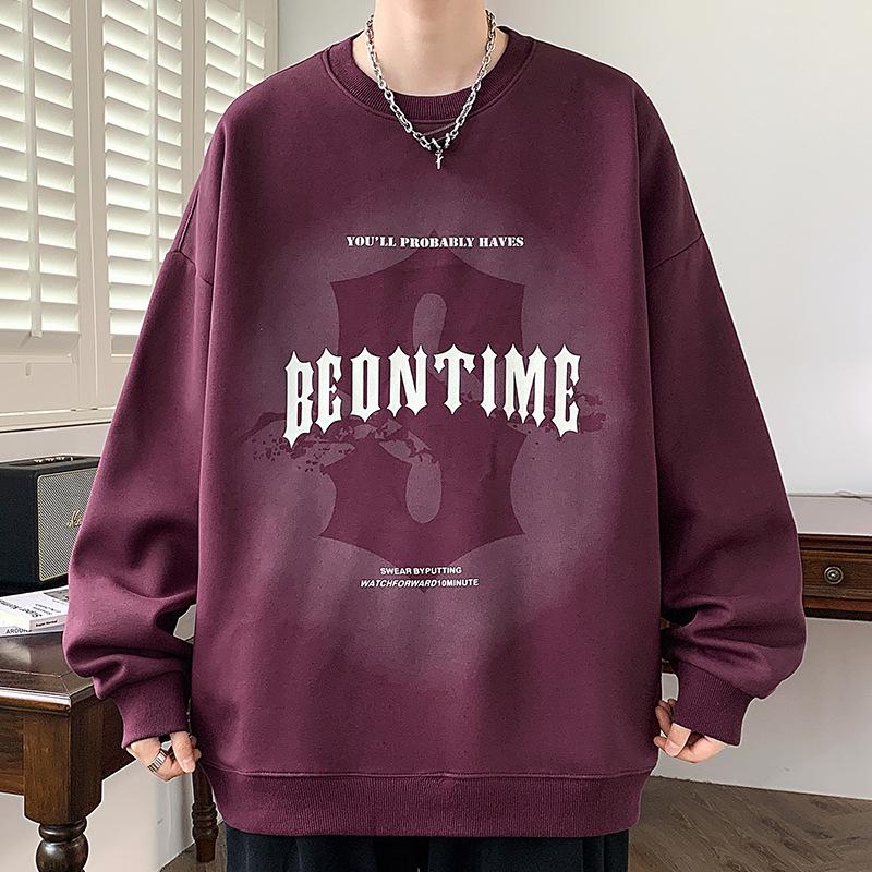 Men's Trendy Round Neck Thickened Hoodie for Autumn/Winter