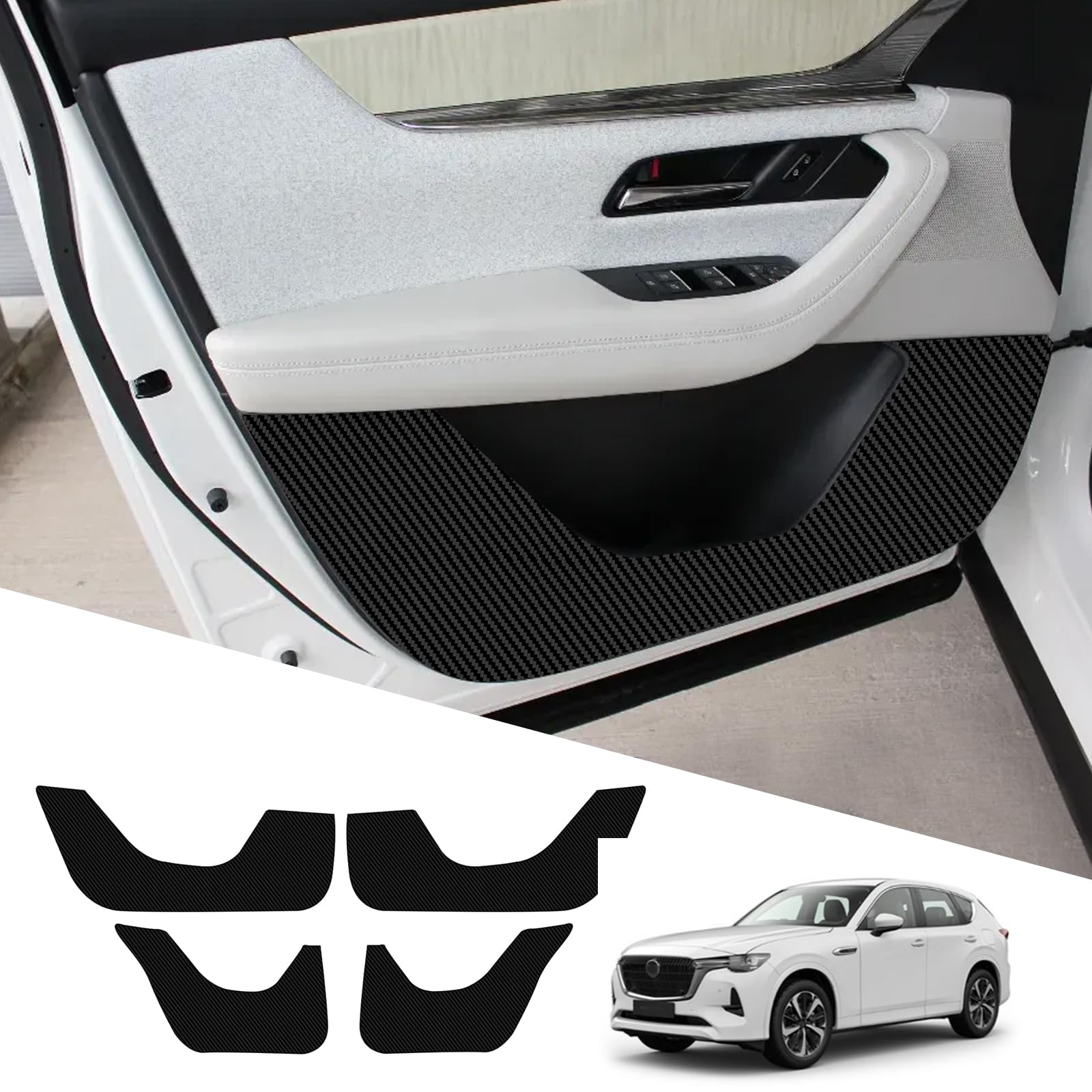 

SHAOHAO Door Kick Door Trim Carbon Protection Film of for Mazda KH Series New Scratch and Stain Easy Custom Parts Guards, Guards, Fiber-Look Sheets, чёрный