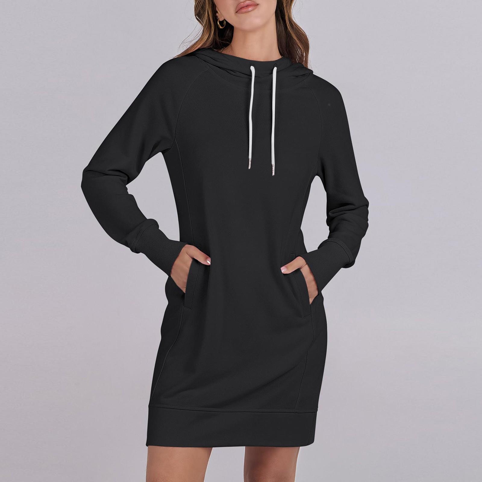 

Жіночі осінні топи з довгим рукавом і круглим вирізом у стилі печворк, повсякденні сукні з капюшоном і рукавом реглан L чорний