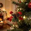 Christmas Pine Cone Bell Bow Door Hanger Wreath Ornament