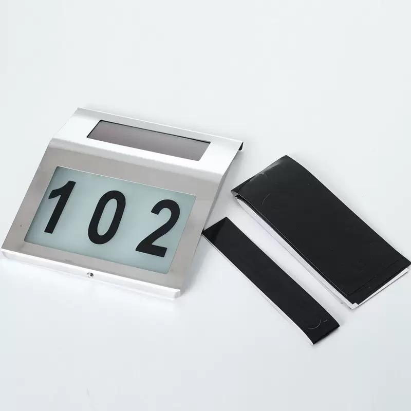 Custom Modern House Number LED Sign Light Solar Wall Light with Warm White Light Stainless Steel for Garden and Outdoors