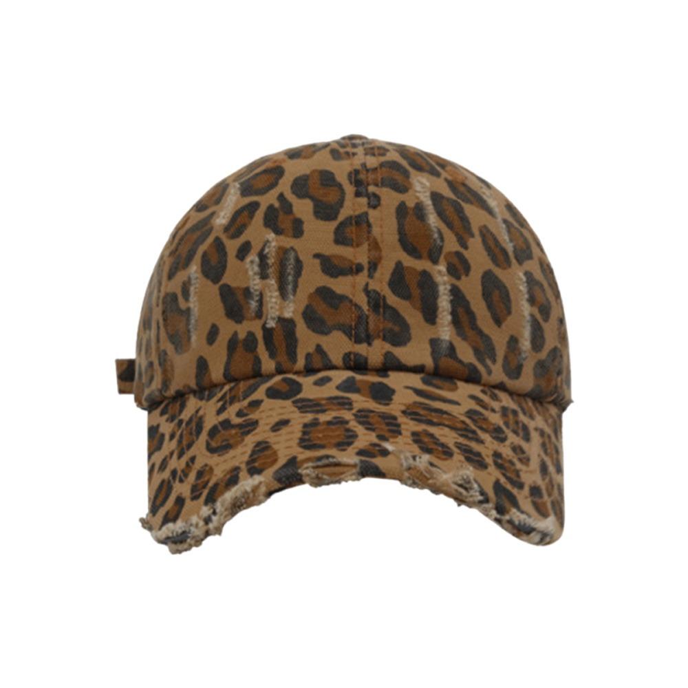 Retro Distressed Leopard Print Baseball Hat Adjustable Sun Hat Trendy Cool Baseball Caps  Women
