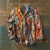 Retro-style Colour-block Print Men’s Long-sleeved Button-down Shirt