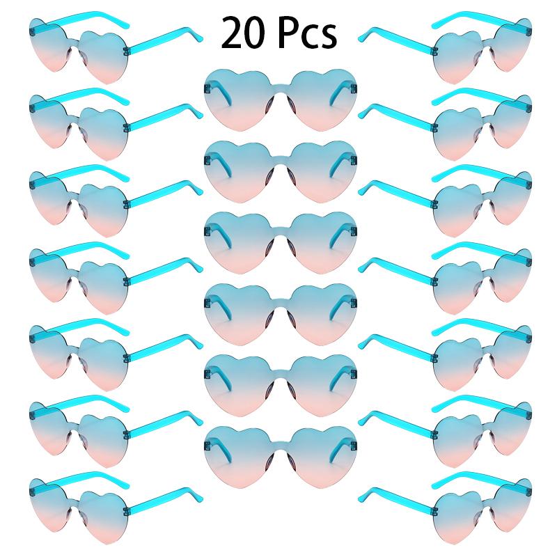 

20 шт. Солнцезащитные очки в форме сердца Женские Модные Безободковые Градиентные Многоцветные Рейв Солнцезащитные очки Трендовые Милые Пляжные Отпускные Декоративные Очки as picture shows