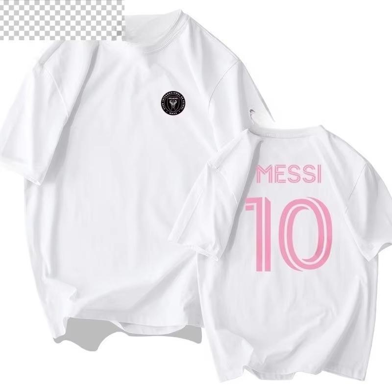 Miami International Messi Nein. 10 Fußballfan Anzug Kurzarm T-Shirt Herren und Damen Baumwolle Bedruckt Halbarm T-Shirt