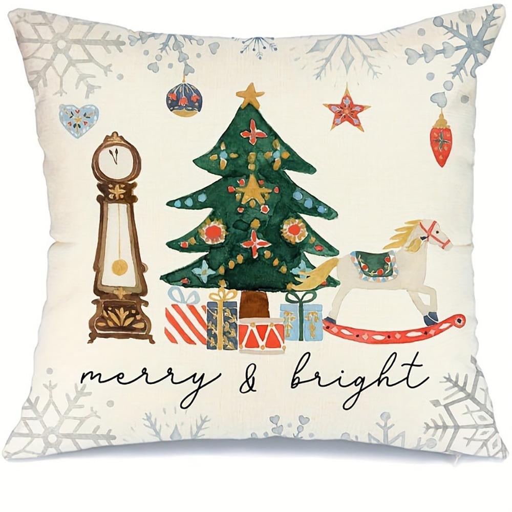 

1pcs Holly Joly Christmas Pillow Covers ,Suitable for Christmas home decoration pillowcase, without pillow core. 16x16Inch