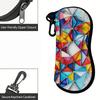 2D-Colorful Geometric Stained Glass Pattern Sunglasses Case,Zipper Eyeglasses Case, Vibrant Mosaic Art Travel Eyewear Holder, Stylish Unisex Gift