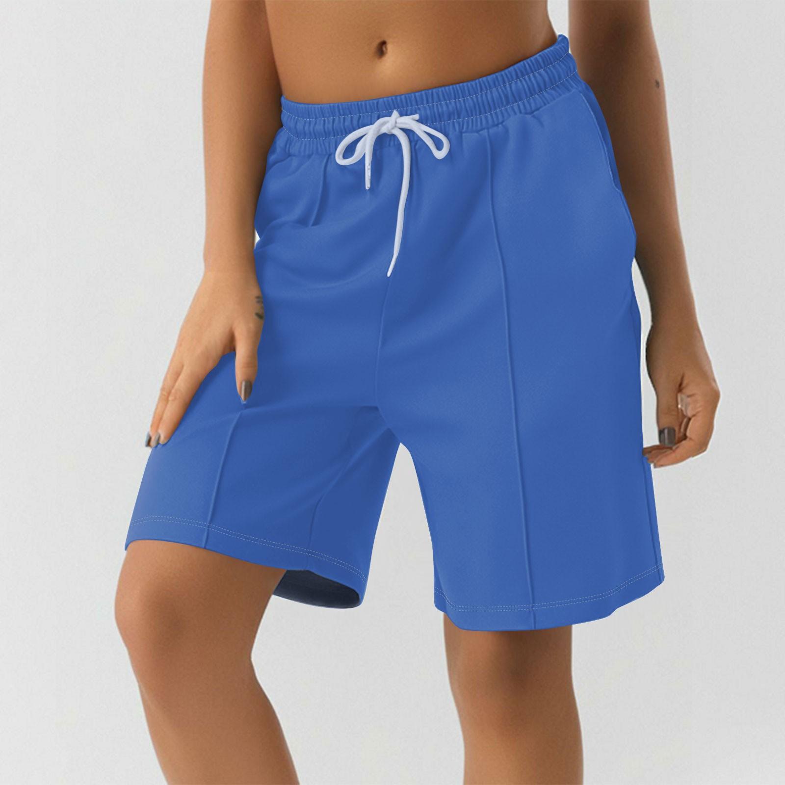 

Шорты для женщин, однотонные, для тренировок, бега, мягкие, для йоги, с карманами XXXL синий