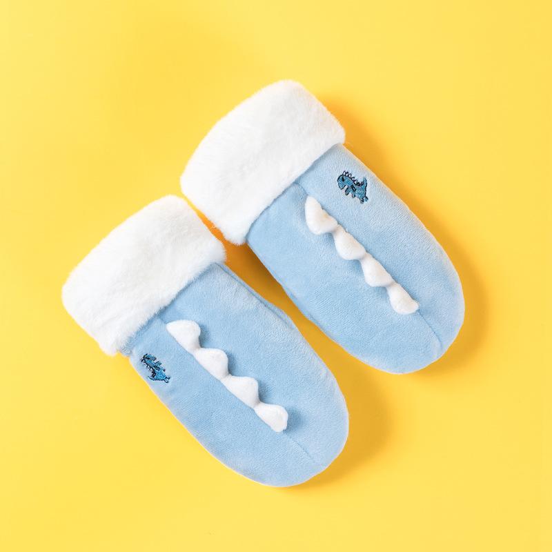 Warme Dinosaurier-Kinderhandschuhe, Wildleder-Cartoon-Kinderhandschuhe Großhandel, verdickte Fleece-Fäustlinge