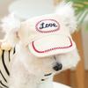 Cute Letter Embroidery Dog Sun Hat with Ear Holes Adjustable Strap Beach Visor Hat Puppy Sunbonnet Daily Photography