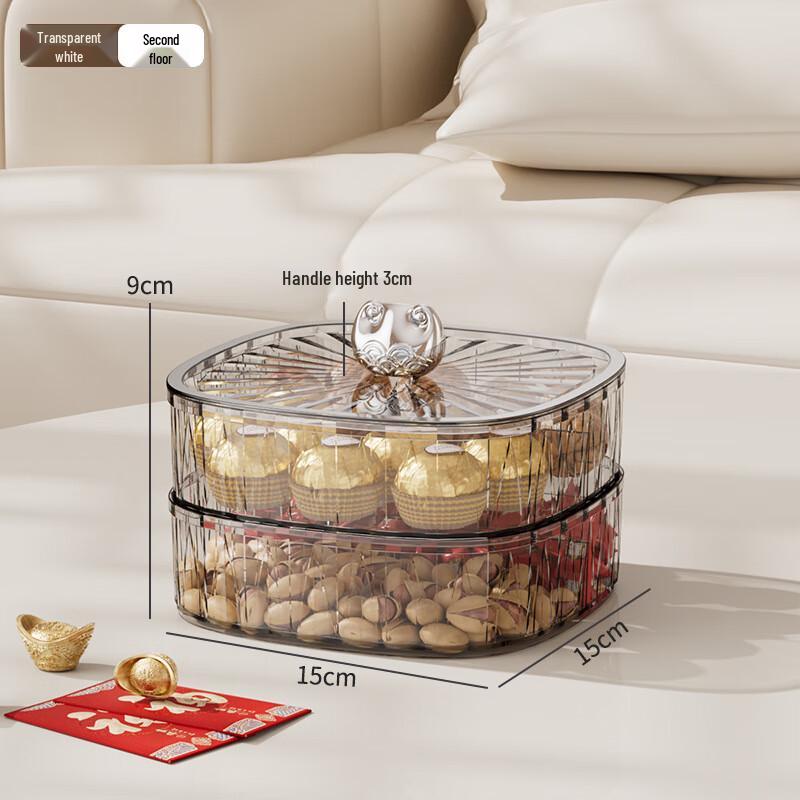 2-Layer Transparent Divided Serving Tray with Lid