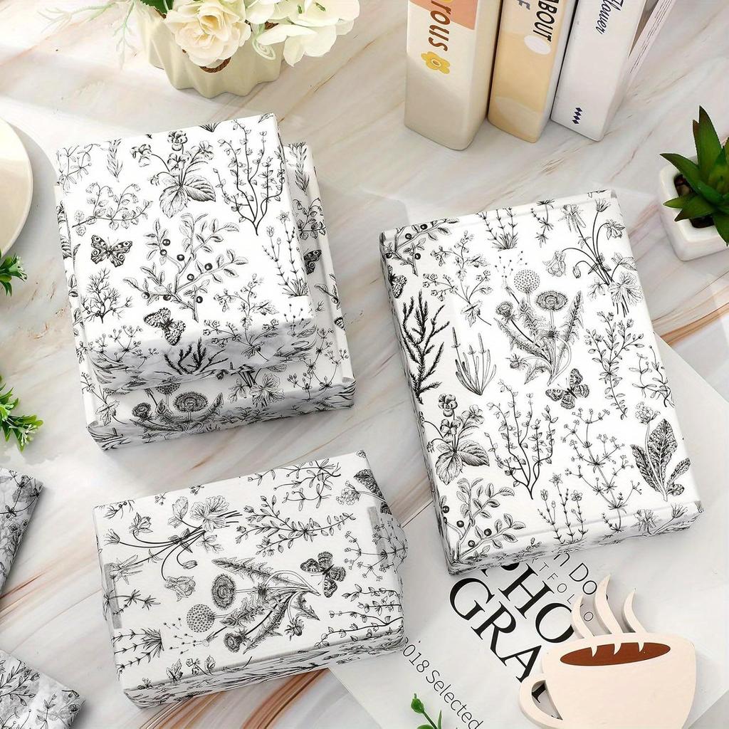 1 Set/50 stuks Zwarte Wildebloem Retro Kunst Servetten, 13,77 * 19,68 inch - Ideaal voor Knutselprojecten en als Cadeaupapier