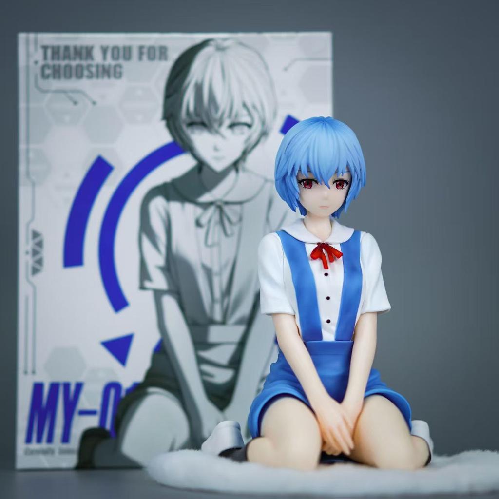 In stock Evangelion girl Rei Ayanami 5.51Inch/14cm can move PVC Sit posture In-vehicle sexy Temptation Cute figure Toys Presents