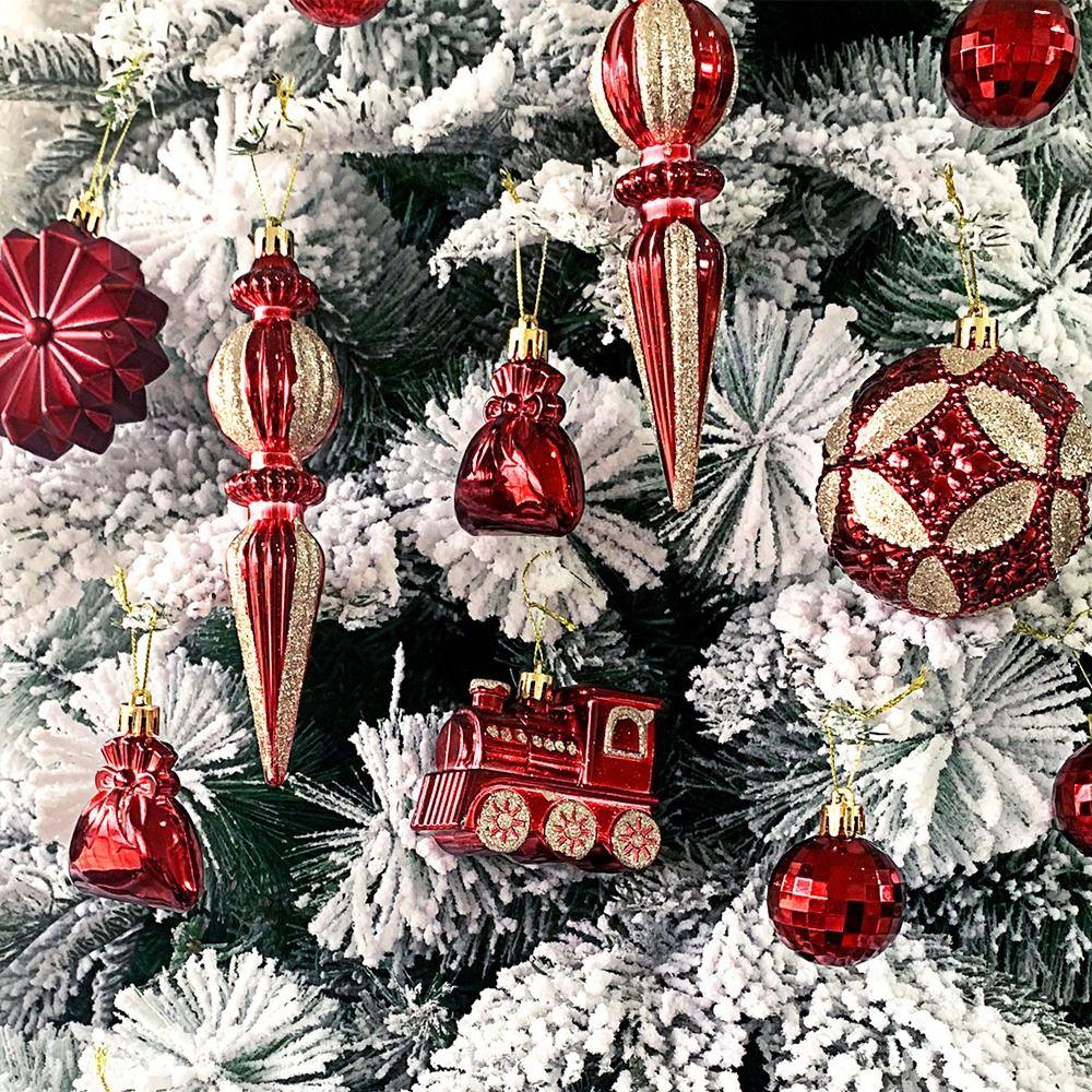 60pcs Reusable Glitter Christmas Balls Pendant Shatterproof Xmas Tree Ornaments  Holiday Festive