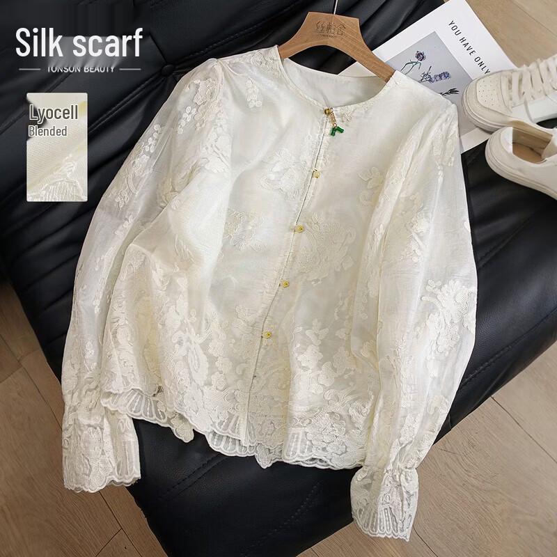 Sibaishe Women s New Chinese Style Embroidered Lyocell Blouse L